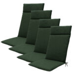 Hochlehner-Auflage 4er-Set, Gartenstuhlkissen wasserabweisend, grün, 120 x 50 cm