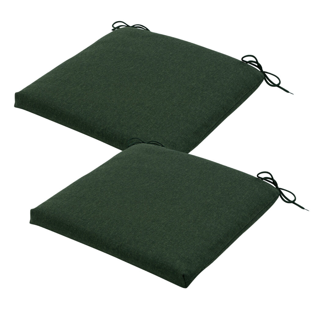 Stuhlkissen Outdoor 2er-Set Bändchen, Sitzkissen wasserabweisend, grün, je 40 x 40 cm