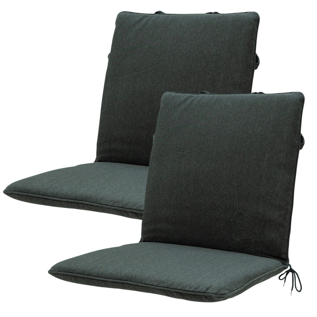 Niederlehner-Auflage 2er-Set, Gartenstuhlkissen wasserabweisend, dunkelgrau, 97 x 49 cm