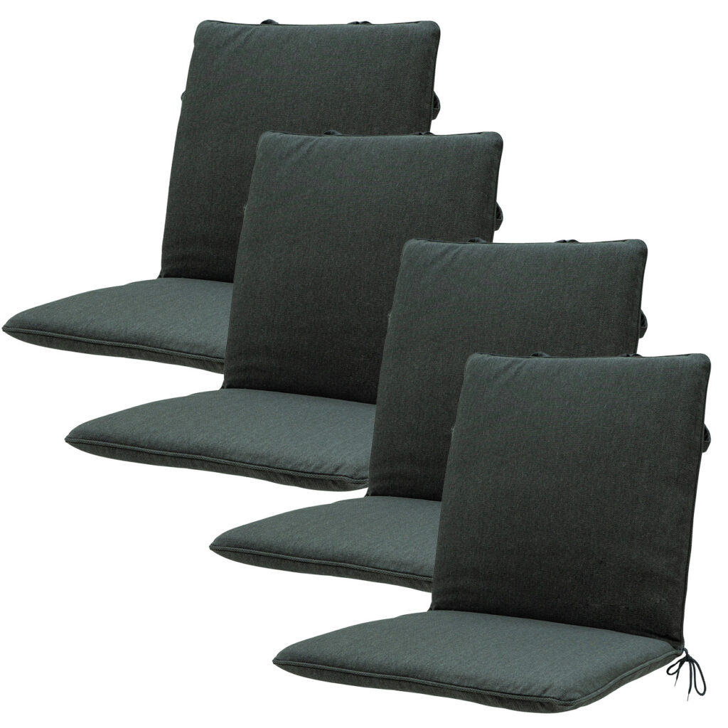 Niederlehner-Auflage 4er-Set, Gartenstuhlkissen wasserabweisend, dunkelgrau, 97 x 49 cm
