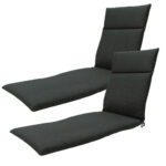 Liegen-Auflagen 2er-Set, Polsterauflagen wasserabweisend, dunkelgrau, 190 x 60 cm