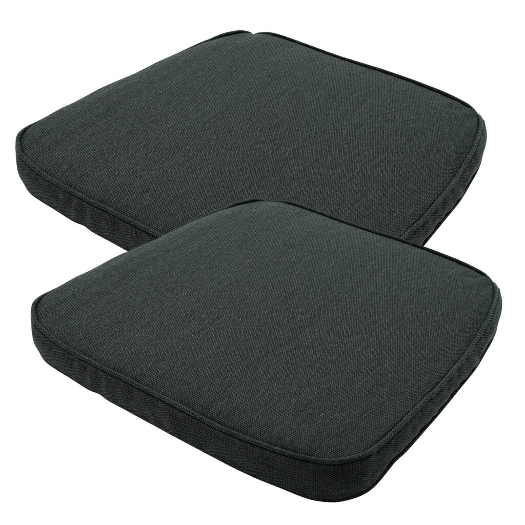 Stuhlkissen Outdoor 2er-Set, Sitzkissen wasserabweisend, dunkelgrau, je 48 x 48 cm
