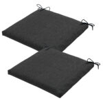 Stuhlkissen Outdoor 2er-Set Bändchen, Sitzkissen wasserabweisend, dunkelgrau, 40 x 40 cm