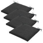 Stuhlkissen Outdoor 4er-Set Bändchen, Sitzkissen wasserabweisend, dunkelgrau, 40 x 40 cm