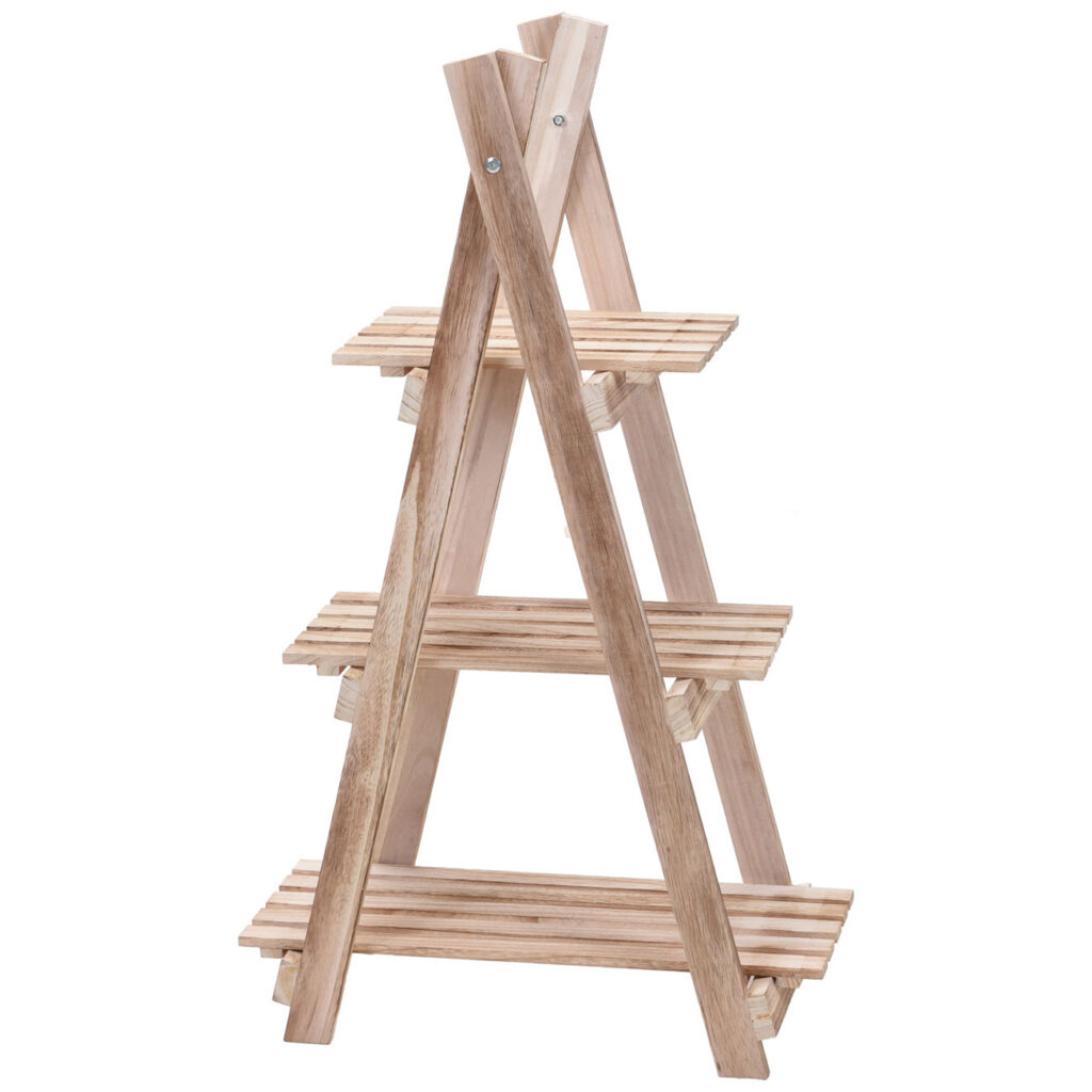 Blumentreppe aus Holz, Pflanzenleiter mit 3 Ebenen, 50 x 28 x 85 cm