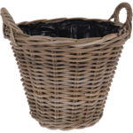 Rattan-Blumenkorb, Kartoffelkorb mit Tragegriffen, braun, 39 x 30 cm