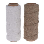 Schnur 2er-Set zum Basteln und Befestigen, Deko Schnur, weiss, braun, 60 + 40 m Länge