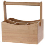 Besteckhalter und Serviettenhalter aus Bambus, mit Tragegriff, 22 x 14 x 23,5 cm