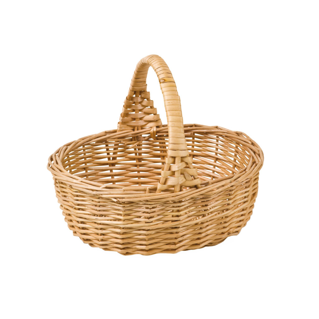 Kinderkorb aus Vollweide, Blumenkorb mit Tragehenkel, braun, 22 x 16 x 9/19 cm