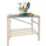 Gartenarbeitstisch aus Holz, Pflanztisch mit 2 Ablageflächen, natur, 75 x 39 x 86 cm