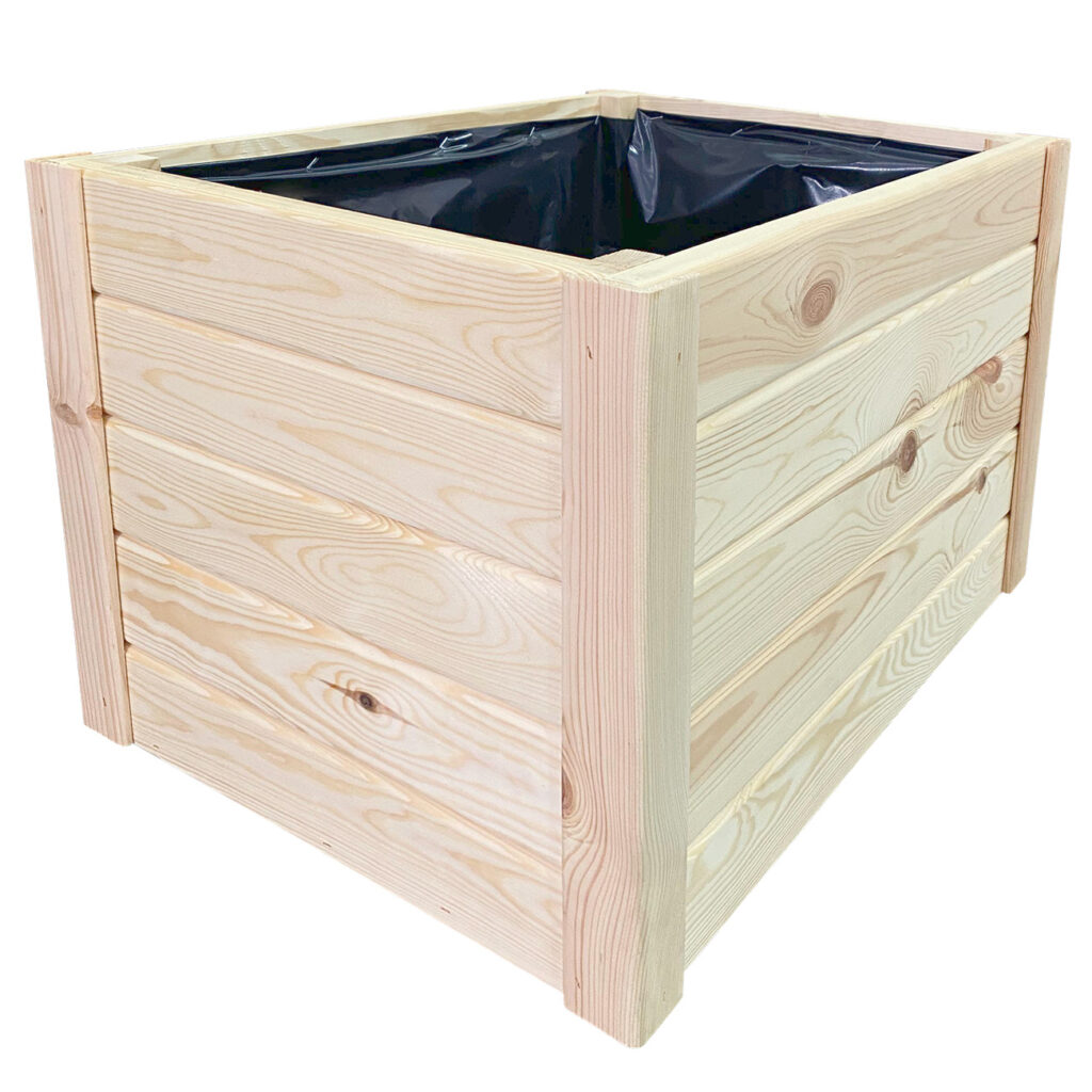 Blumenkasten aus Holz, Pflanzkübel mit Innenfolie, braun, 60 x 40 x 40 cm