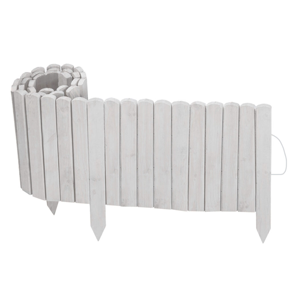 Beetumrandung aus Holz, Beeteinfassung hellgrau, 200 x 30/45 cm