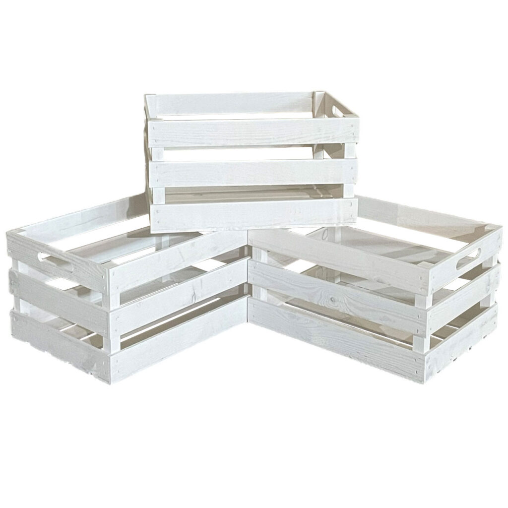 Holzkisten 3er-Set, Deko-Harassen, weiss Holzkisten 3er-Set, Deko-Harassen, weiss