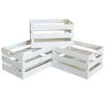 Holzkisten 3er-Set, Deko-Harassen, weiss