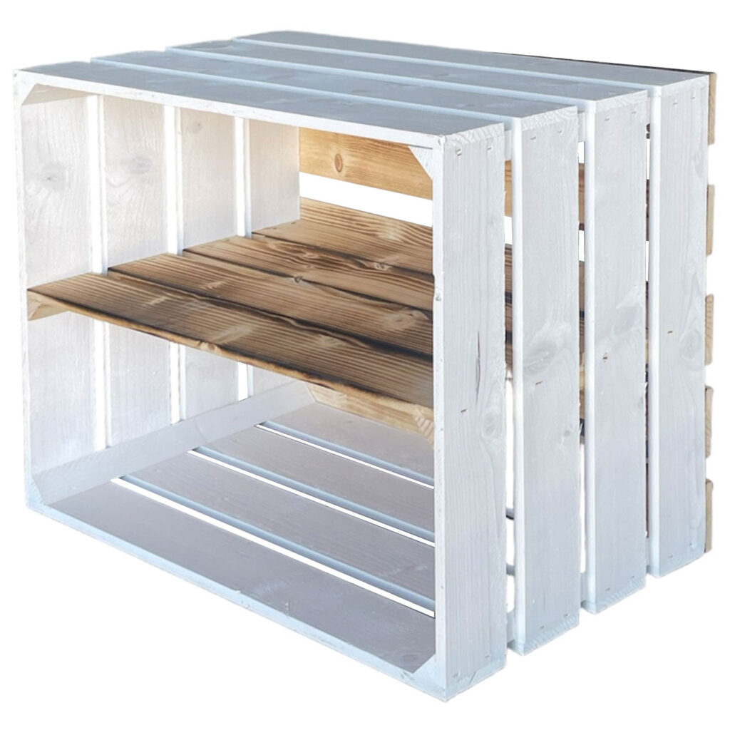 Holzkiste mit Regalboden, weiss/braun, Regalkiste, 40 x 50 x 30 cm