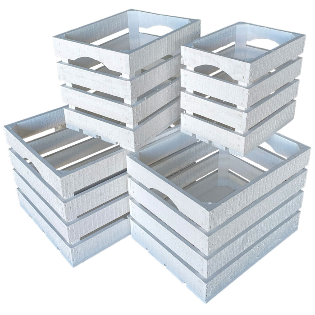 4er-Set Holzkisten, weiss, Harassen, 4 Grössen 4er-Set Holzkisten, weiss, Harassen, 4 Grössen