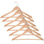 Kleiderbügel 6er-Set, Holzbügel mit Rockkerbe und Hosensteg
