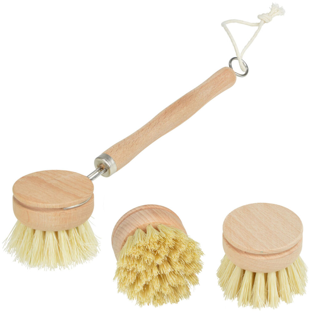 Geschirrbürste aus Holz mit Ersatzköpfen, Abwaschbürste, Länge 23 cm Geschirrbürste aus Holz mit Ersatzköpfen, Abwaschbürste, Länge 23 cm