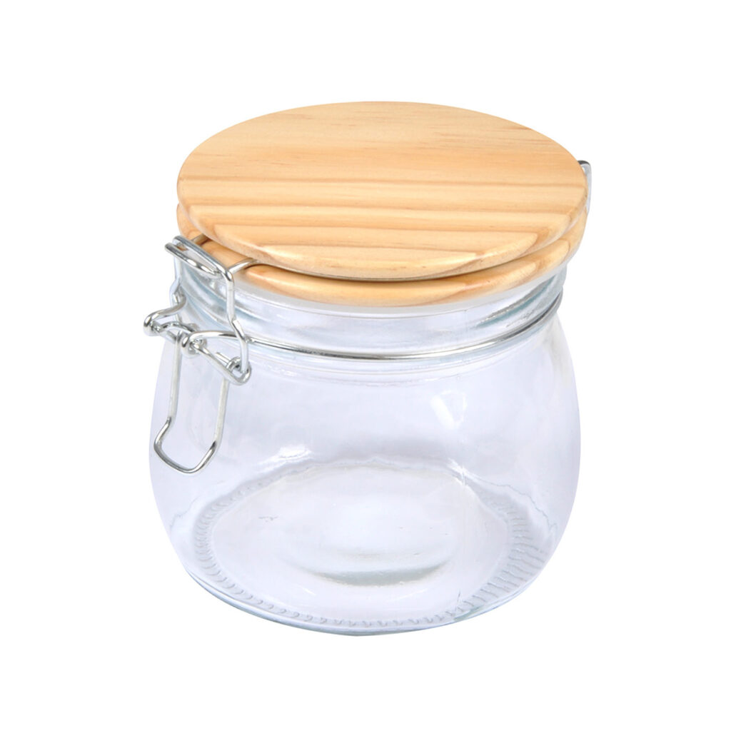 Vorratsglas mit Bügelverschluss, Glasdose mit Bambus-Deckel, 0,45 l