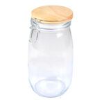 Vorratsglas mit Bügelverschluss, Glasdose mit Bambus-Deckel, 1,4 l