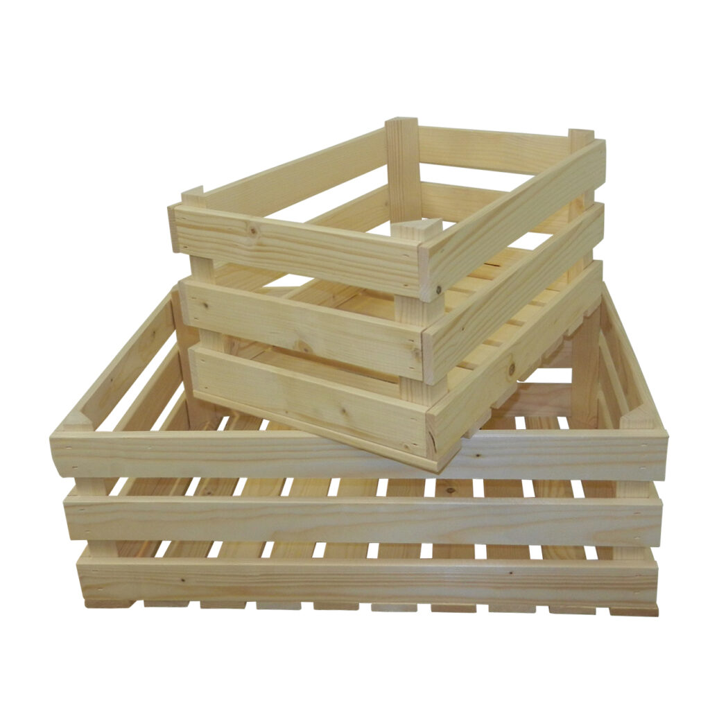 2er-Set Harassen aus Holz, Holzkiste für Haushalt und Garten, natur, 2 Grössen