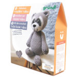 Häkel Set Waschbär mit Garn, Nadel, Füllmaterial und Anleitung, Kreativset Häkeln