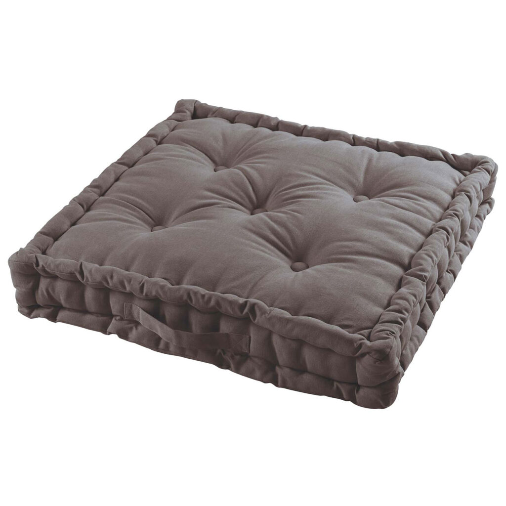 Bodenkissen aus Baumwolle, weiches Sitzkissen mit Tragegriff, dunkelgrau, 60 x 60 x 10 cm Bodenkissen aus Baumwolle, weiches Sitzkissen mit Tragegriff, dunkelgrau, 60 x 60 x 10 cm