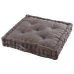 Bodenkissen aus Baumwolle, weiches Sitzkissen mit Tragegriff, dunkelgrau, 60 x 60 x 10 cm