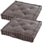 Bodenkissen 2er-Set aus Baumwolle, Sitzkissen mit Tragegriff, dunkelgrau, 60 x 60 x 10 cm