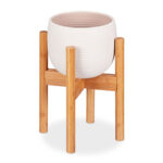 Blumentopfhalter aus Bambus, Pflanzenständer in Breite verstellbar, Ø 29,5-37,5 x 35,5 cm