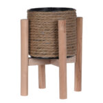 Blumentopf aus Jute auf Holzständer, H 23 cm