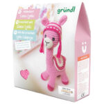 Häkel Set Lama mit Garn, Nadel, Füllmaterial und Anleitung, Kreativset Häkeln