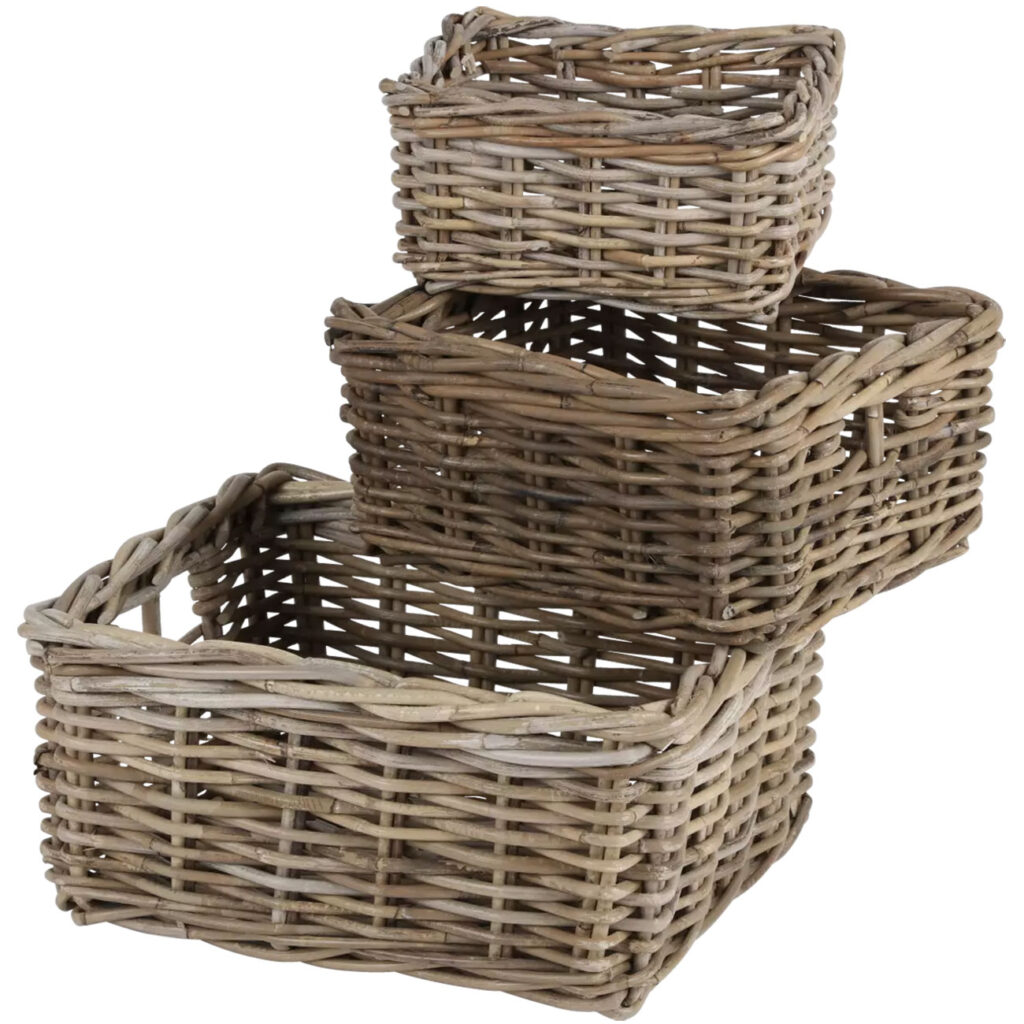 Weidenkorb 3er-Set, Aufbewahrungskörbe Weidengeflecht 3 Grössen