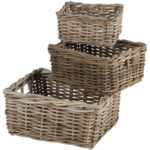 Weidenkorb 3er-Set, Aufbewahrungskörbe Weidengeflecht 3 Grössen