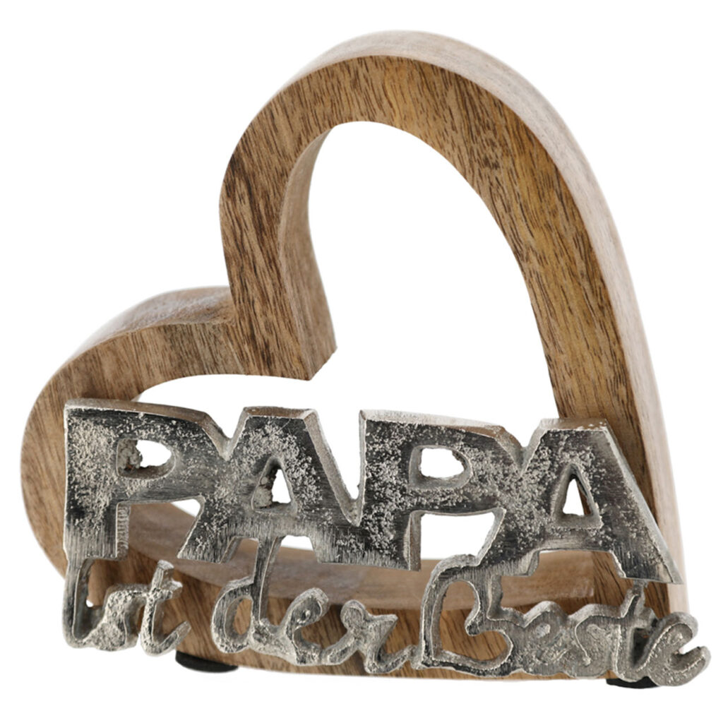 Dekoherz aus Holz, Papa ist der Beste, L 15 x B 5 x H 15 cm