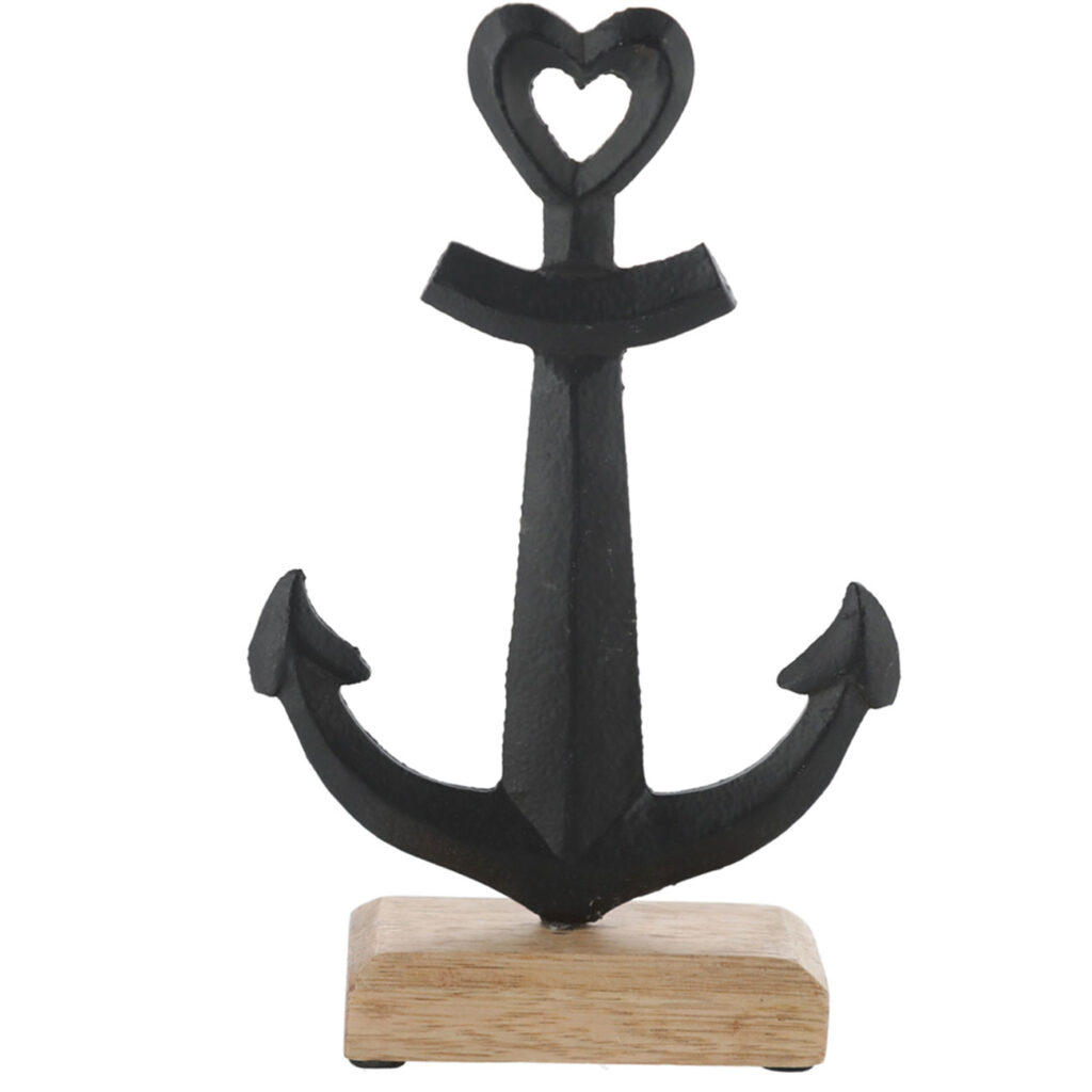 Deko Anker, schwarz, maritimer Aufsteller, 11 x 17 x 5 cm