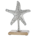 Deko Seestern, silber, maritimer Aufsteller, 22 cm