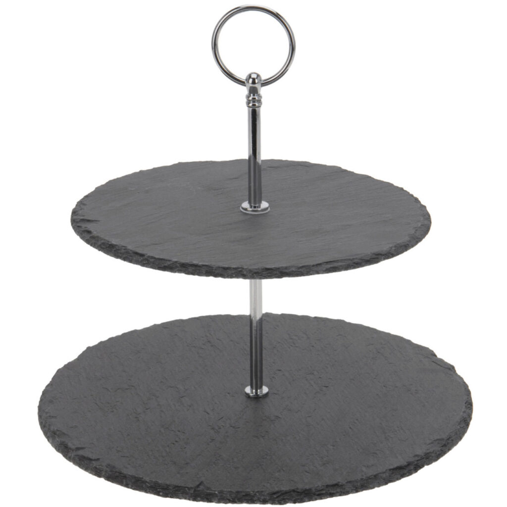 Etagere aus Schiefer mit 2 Ebenen, Ø 20/25 cm Etagere aus Schiefer mit 2 Ebenen, Ø 20/25 cm