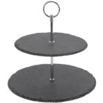 Etagere aus Schiefer mit 2 Ebenen, Ø 20/25 cm