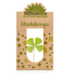 Glücksbringer, vierblättriges Kleeblatt hinter Glas Glücksbringer, vierblättriges Kleeblatt hinter Glas