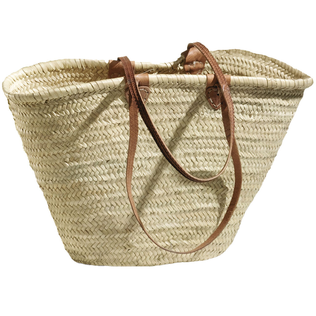 Einkaufstasche Palmblatt, Strandtasche mit Lederriemen, beige, braun, 53 x 26 x 33 cm Einkaufstasche Palmblatt, Strandtasche mit Lederriemen, beige, braun, 53 x 26 x 33 cm