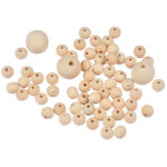 Holzperlen mit Loch zum Auffädeln und Basteln, Kugel, 63 Stück Holzperlen mit Loch zum Auffädeln und Basteln, Kugel, 63 Stück