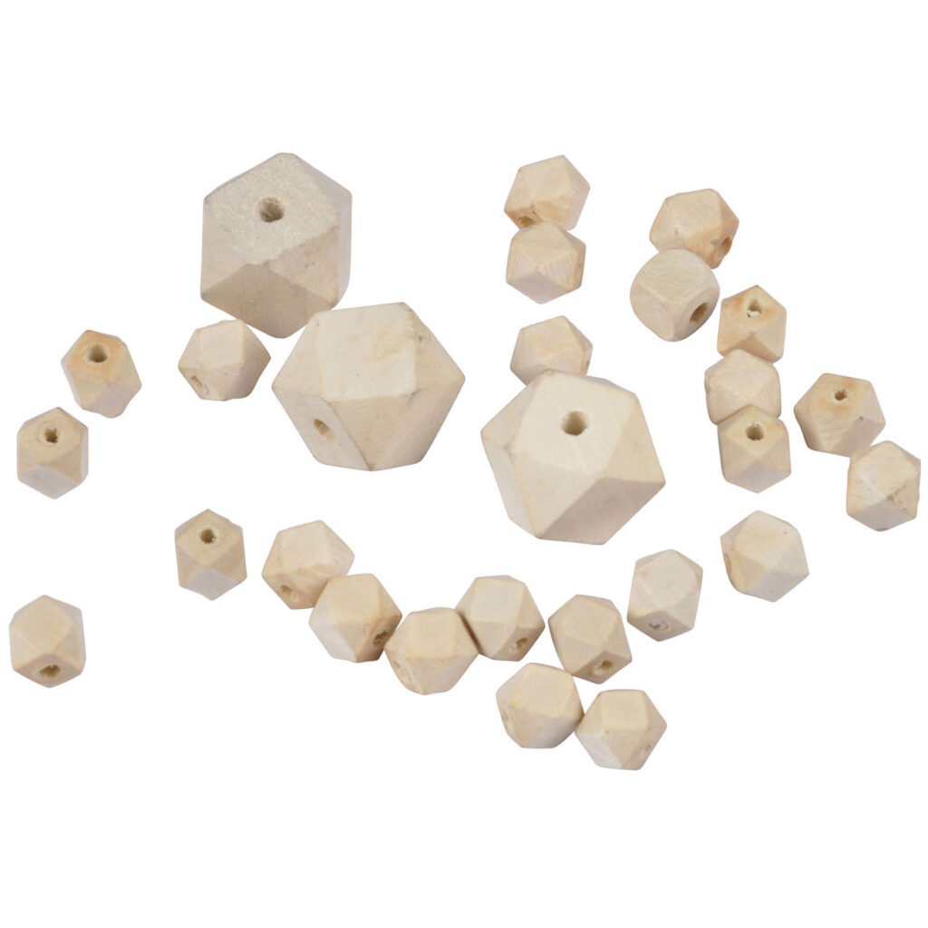 Holzperlen mit Loch zum Auffädeln und Basteln, Diamant, 27 Stück