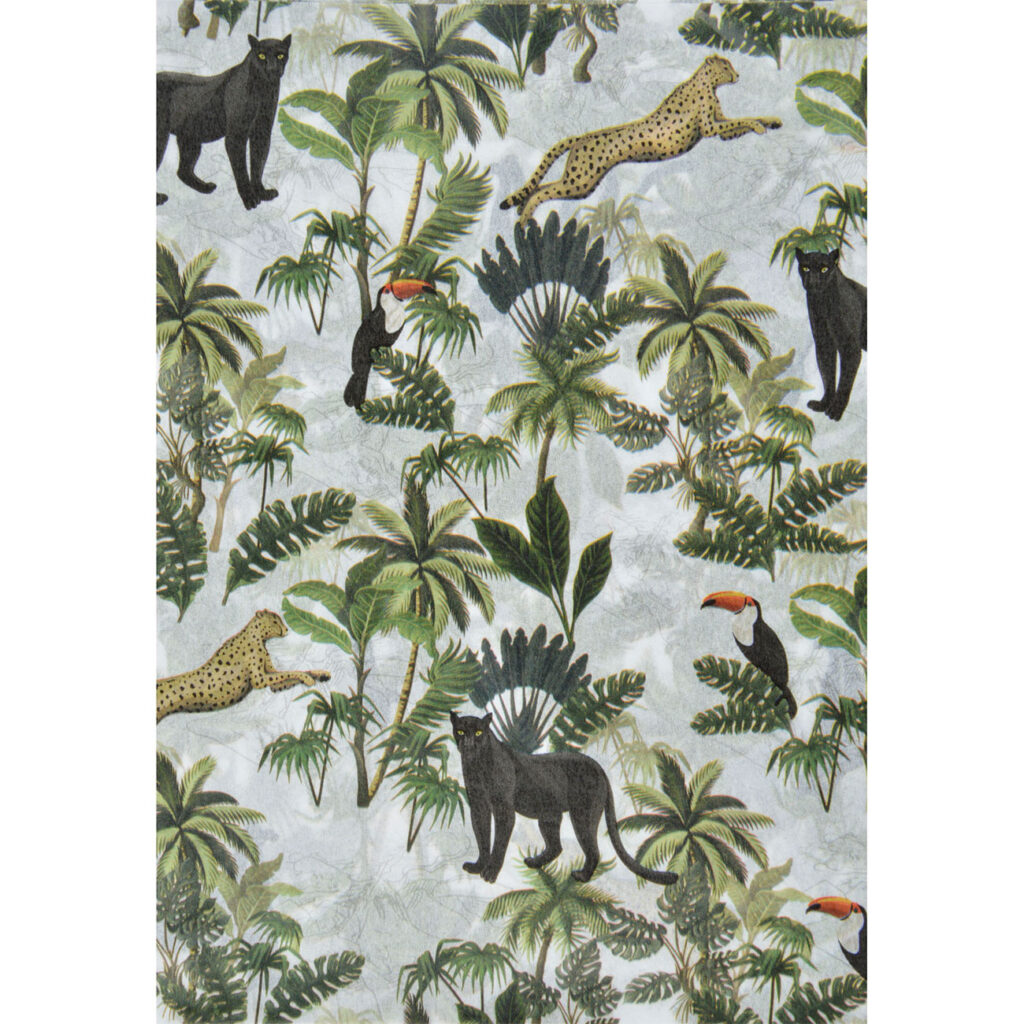 6 Blatt Patchpapier, Urwald mit Tieren, 30 x 40 cm