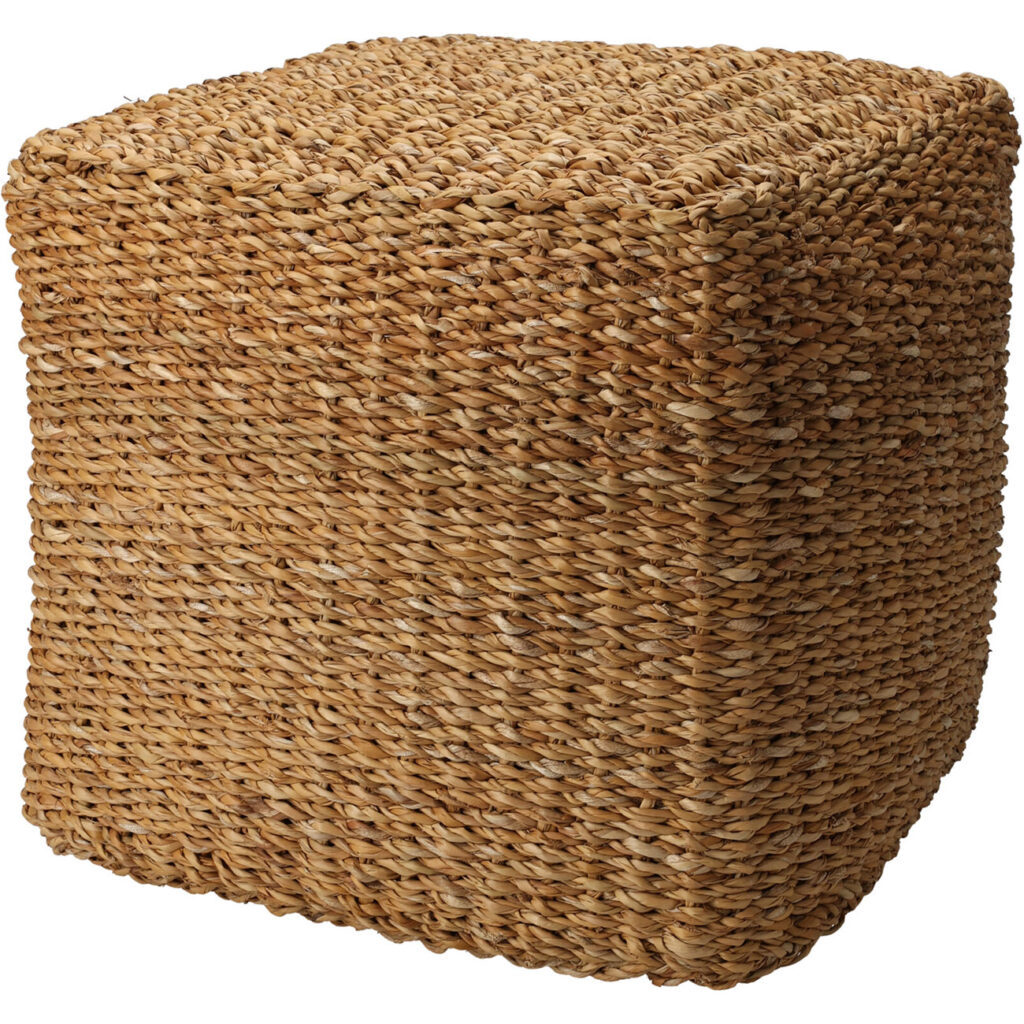 Pouf, aus Schilf, würfelförmig, Sitzhocker, L 42 x H 41 cm