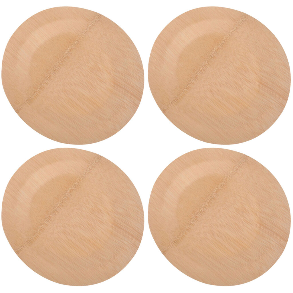 Bambus Einwegteller 4er-Set, rund, flach, 18 cm Bambus Einwegteller 4er-Set, rund, flach, 18 cm