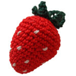 Häkel Erdbeere, rot, handgemacht, Deko-Erdbeere L 7 cm