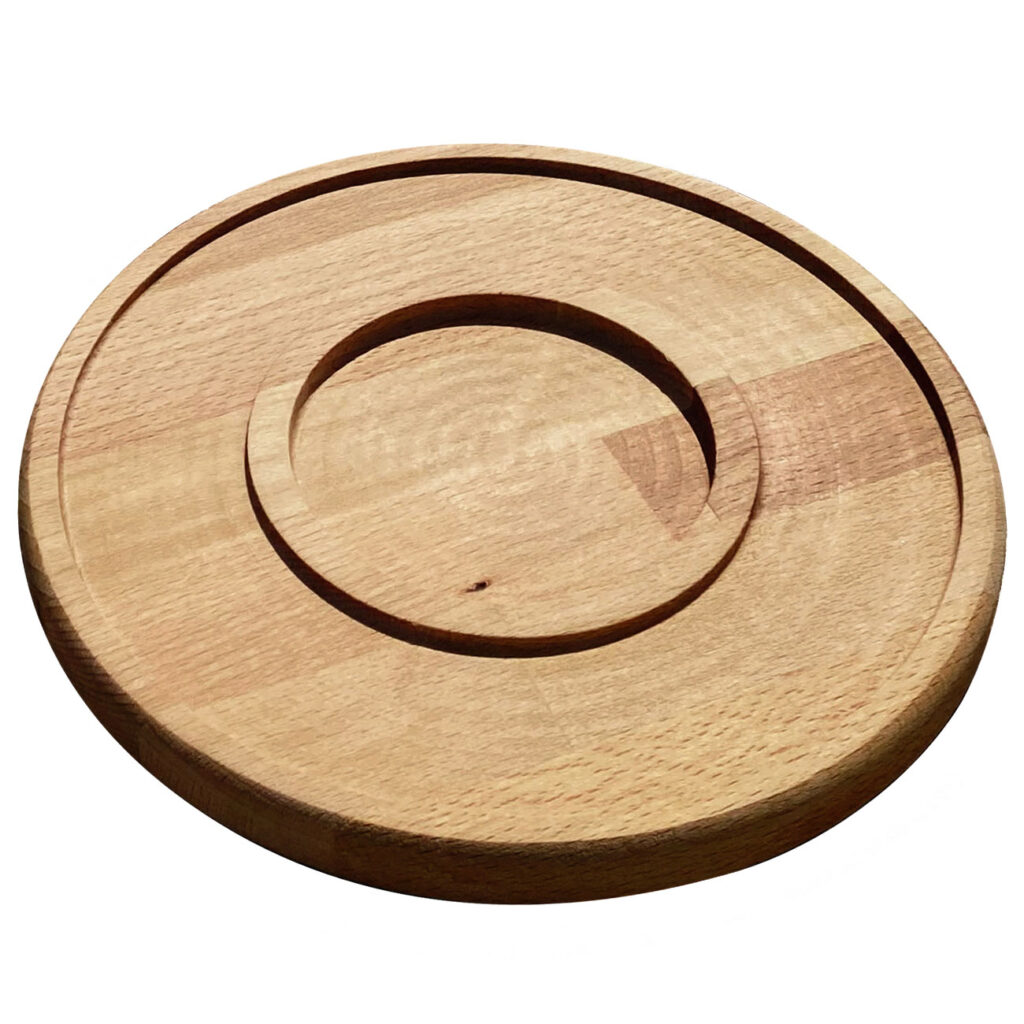 Dekorativer Holzunterteller für Gläser, Rund, Buche, Braun, Ø 25 cm