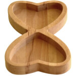 Doppelherz-Servierschale aus Holz, Buche, Braun, 20 x 15 cm