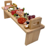 Erhöhtes Servierbrett, Buche, Braun, Serviertisch, Dreiteilig, 45 x 35 cm